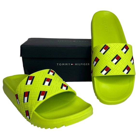 Tommy Hilfiger Men’s Resteli Slide Pool Sandals Size 10 Lime Green Casual - Picture 1 of 11